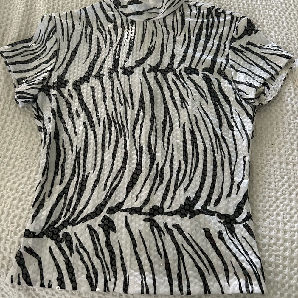 Chic Zebra Print Sequin Top